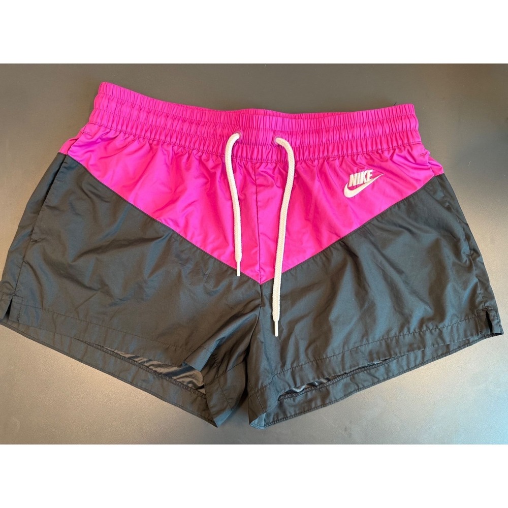 Nike Sportswear Heritage Colorblock Shorts Pink Black AR2371-606 Womens Medium